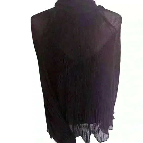 Banana Republic Pleated Blouse XL - Mock Neck, Accordion Pleats, Button - Picture 1 of 6